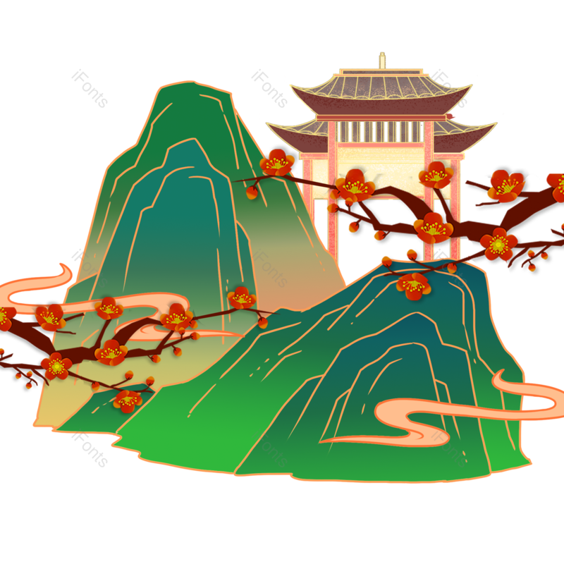 祥云图片,中国风元素,中国PNG,树枝免抠素材